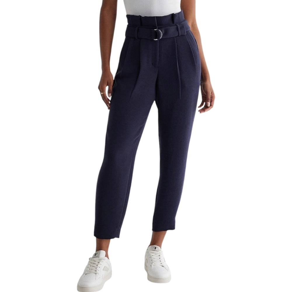 Express Stylist Ankle Super High Rise Paperbag Waist Womens 2R Navy Blue